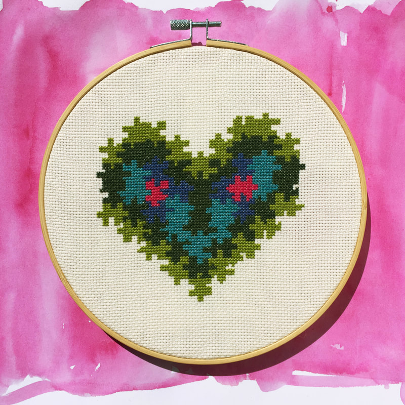 Jigsaw Heart Cross Stitch Pattern